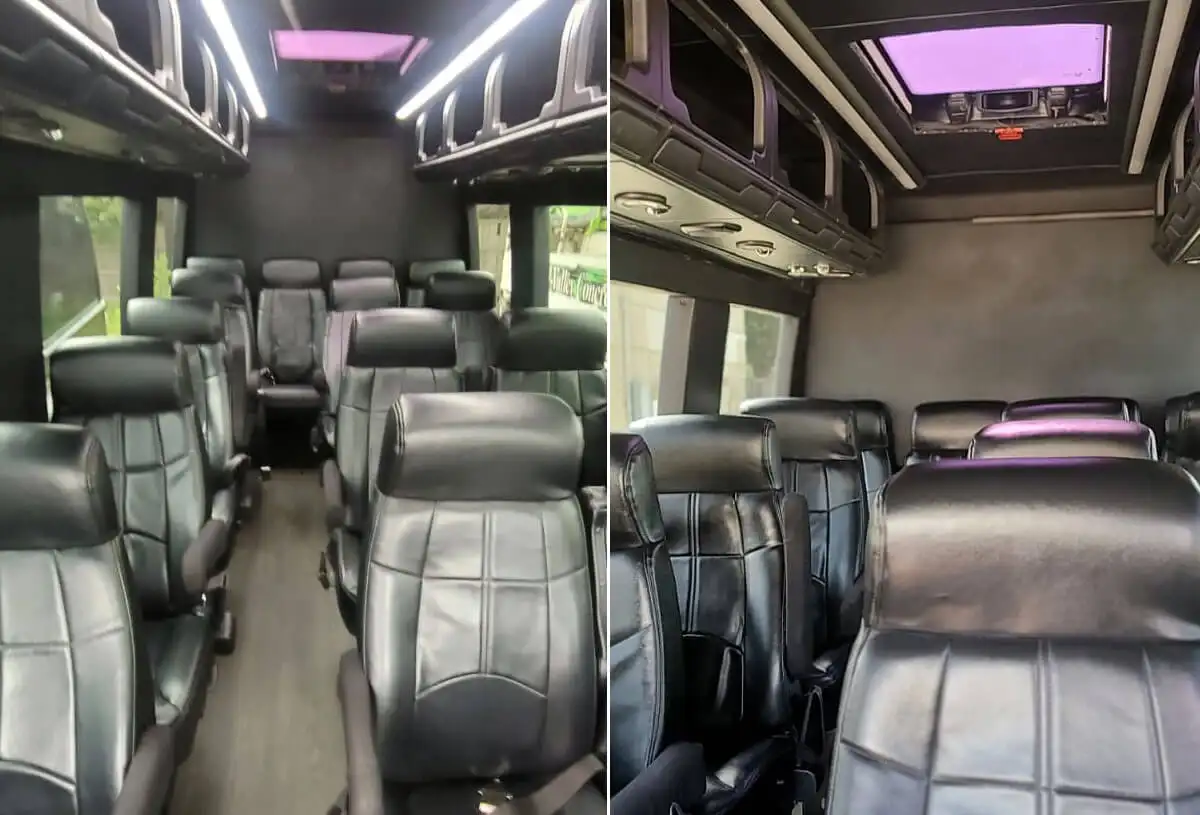 The Mercedes Sprinter van can accommodate up to 14 passengers